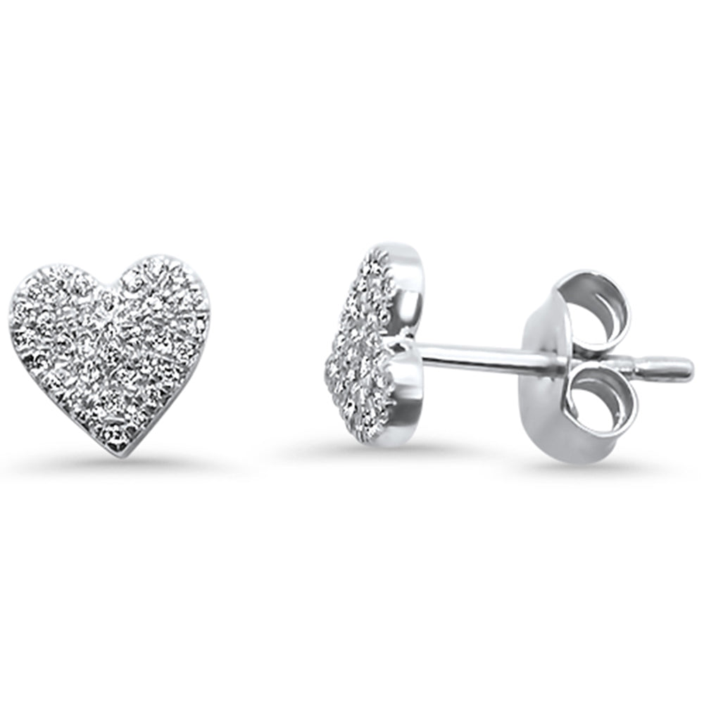 Muse Jewelry .14ct 14kt White Gold Heart Diamond Stud Earrings