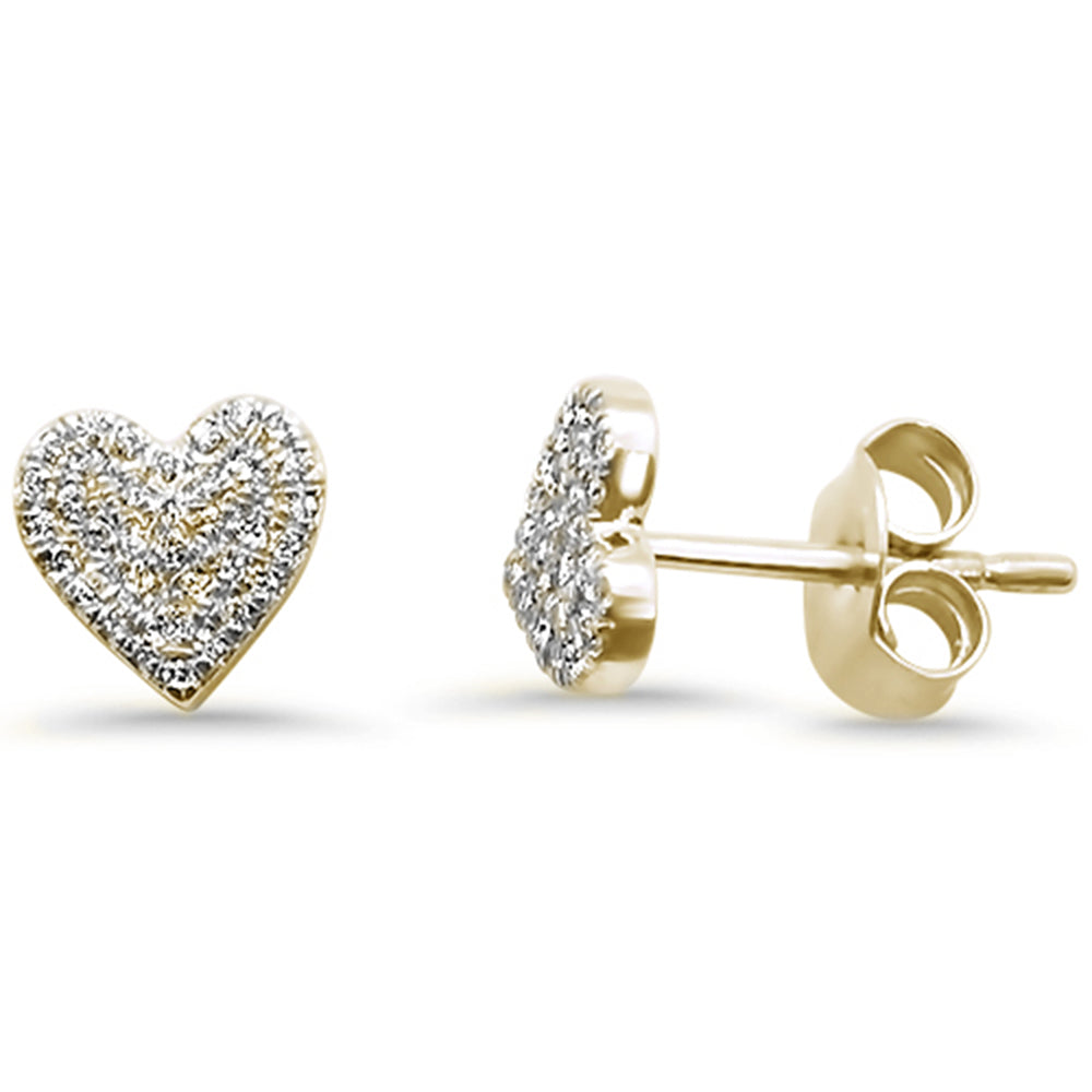 Muse Jewelry .21ct 14kt Yellow Gold Heart Diamond Stud Earrings