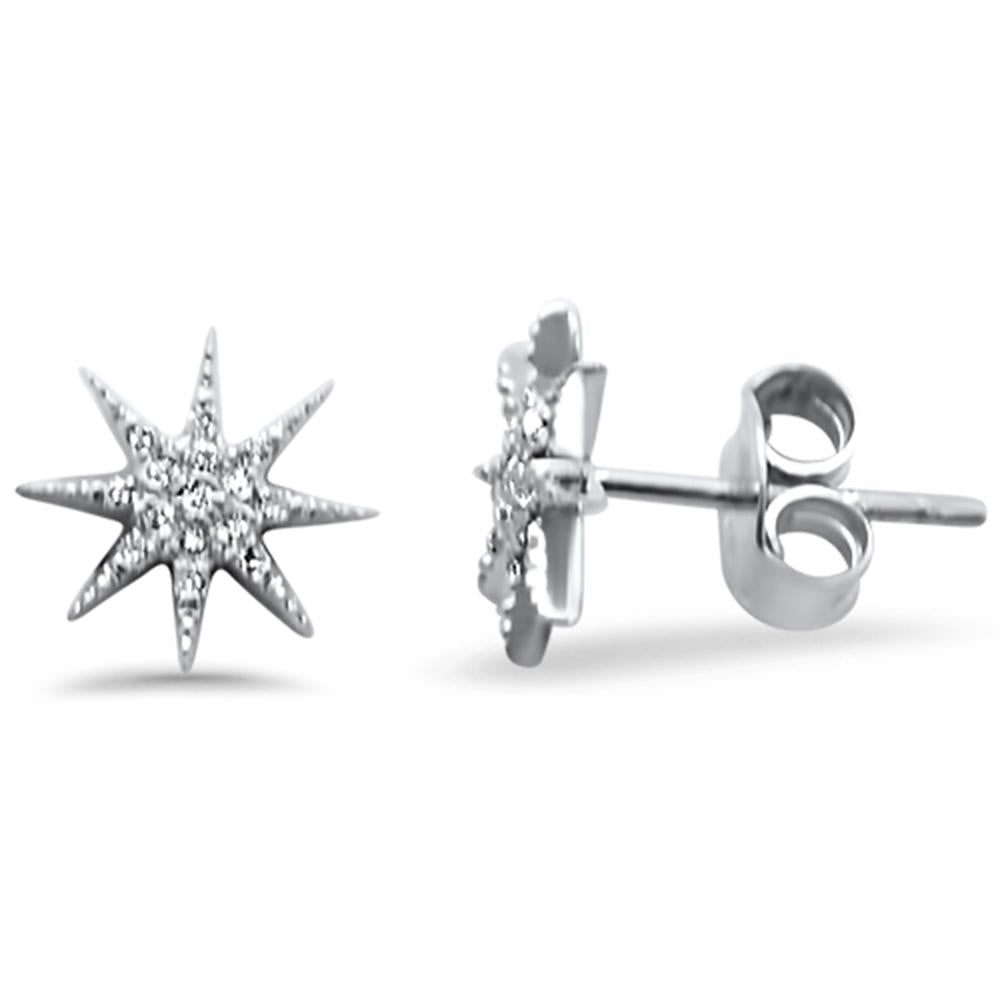 Muse Jewelry .06ct 14kt Gold Trendy Starburst Diamond Stud Earrings