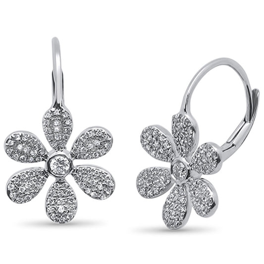 Muse Jewelry .42ct 14kt White Gold Flower Drop Dangle Diamond Earrings