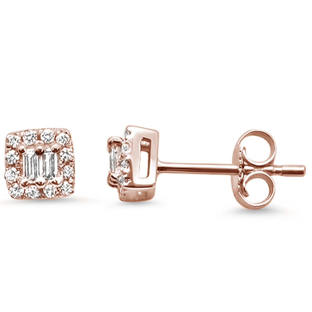 Muse Jewelry .13ct 14K Rose Gold Modern Square Diamond Earrings