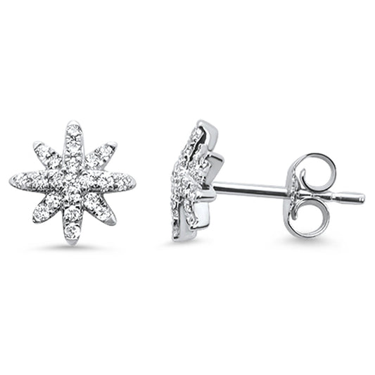 Muse Jewelry .24ct 14kt White Gold Diamond Trendy Starburst Stud Earrings