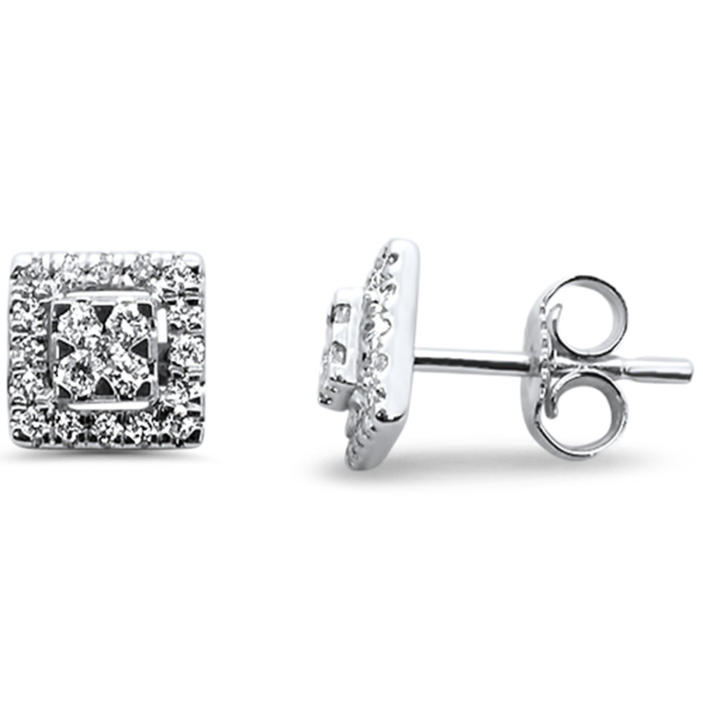 Muse Jewelry .27ct 14kt White Gold Square Stud Round Diamond Earrings