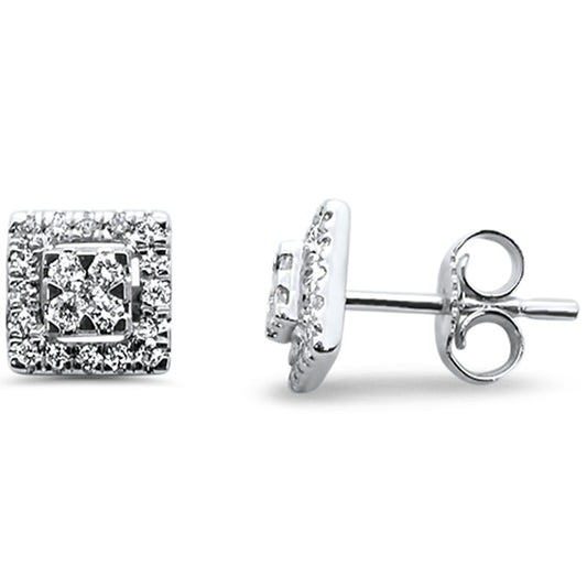 Muse Jewelry .27ct 14kt White Gold Square Stud Round Diamond Earrings
