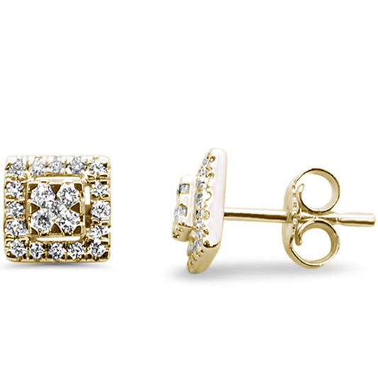 Muse Jewelry .27ct F SI 14K Yellow Gold Square Shape Diamond Stud Earrings