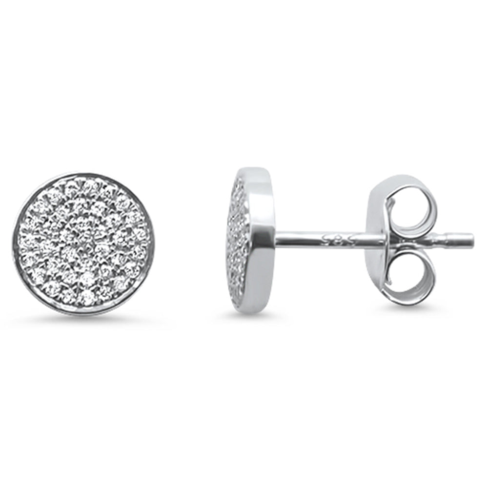 Muse Jewelry .15ct 14kt White Gold Trendy Micro Pave Round Disc Diamond Earrings