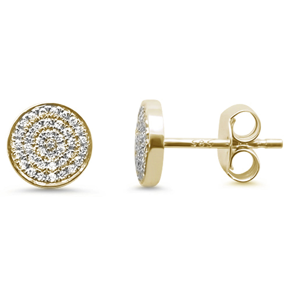 Muse Jewelry .19ct 14kt Yellow Gold Trendy Micro Pave Round Disc Diamond Earrings