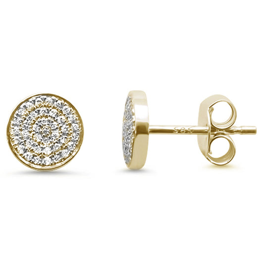 Muse Jewelry .19ct 14kt Yellow Gold Trendy Micro Pave Round Disc Diamond Earrings