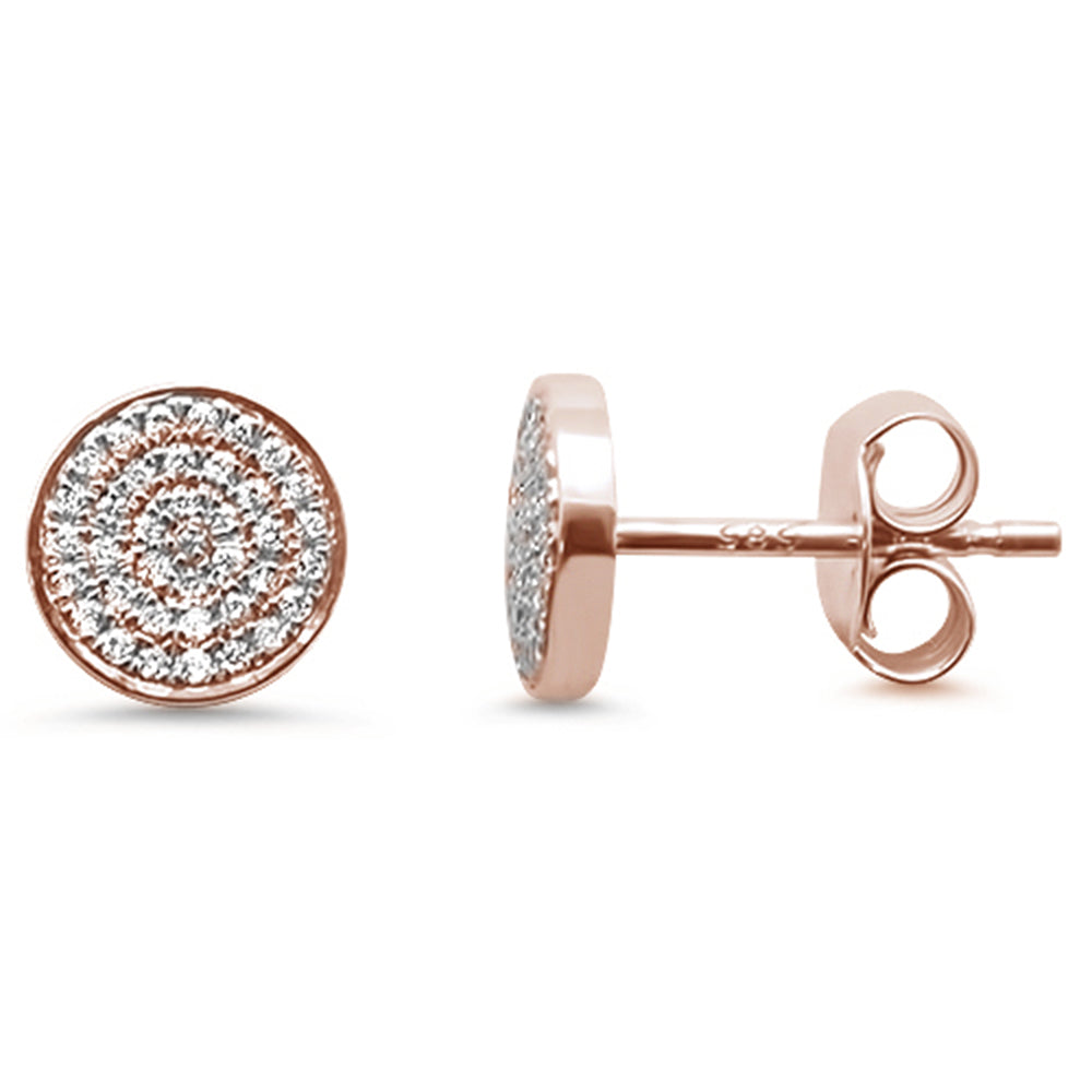 Muse Jewelry .16ct 14kt Rose Gold Trendy Micro Pave Round Disc Diamond Earrings