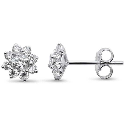 Muse Jewelry .54ct 14kt White Gold Flower Stud Diamond Earrings