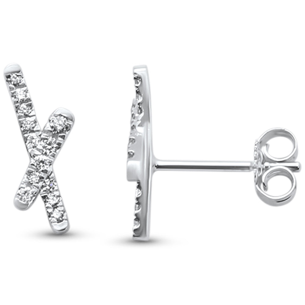 Muse Jewelry .16ct 14kt White Gold Trendy Modern Diamond Stud Earrings
