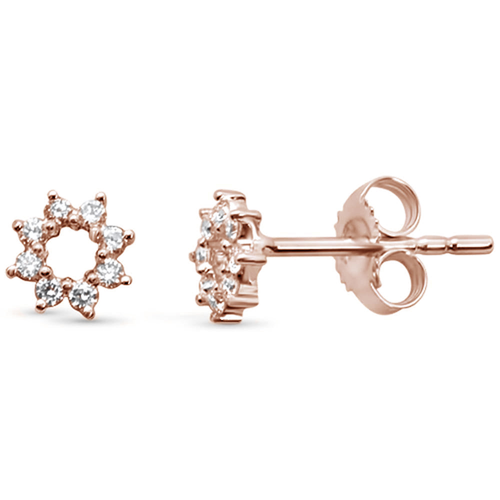 Muse Jewelry .14ct 14kt Rose Gold Trendy Circle Cut out cute Stud Diamond Earrings