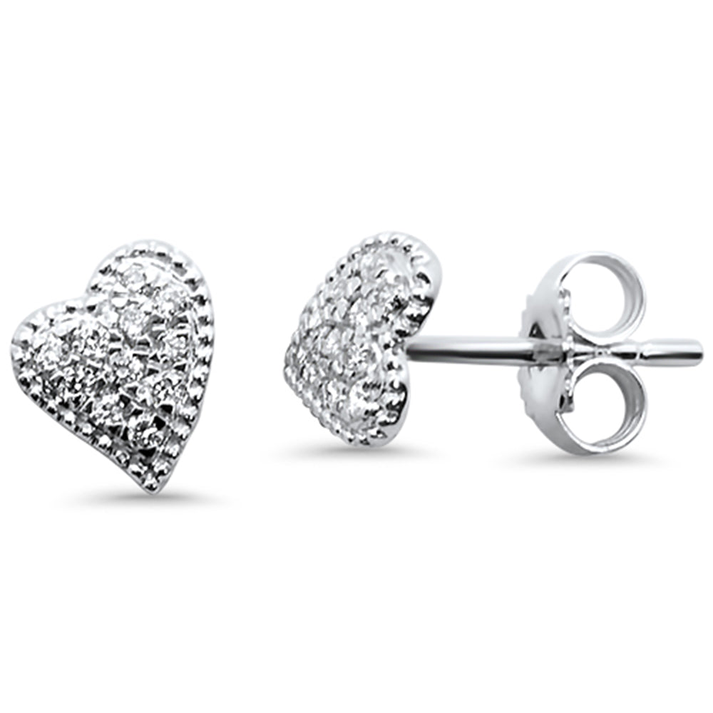 Muse Jewelry .13ct 14kt White Gold TrendyAsymmetrical Heart Love Diamond Stud Earrings