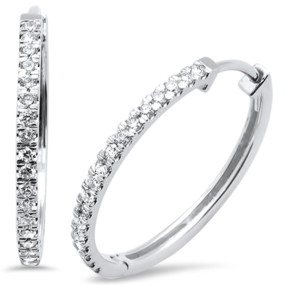 Muse Jewelry .60ct 14kt White Gold Micro Pave Round Hoop Diamond Earrings