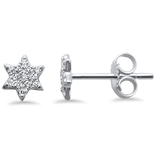 Muse Jewelry .13ct 14kt White Gold Trendy Modern Star Diamond Stud Earrings