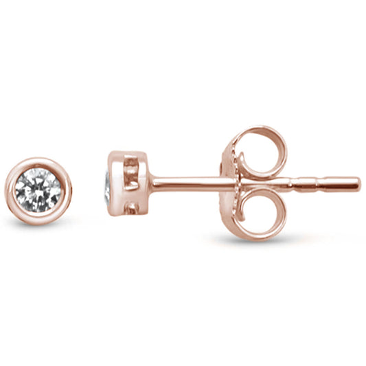 Muse Jewelry .11ct F SI 14K Rose Gold Round Bezel Set Diamond Stud Earrings