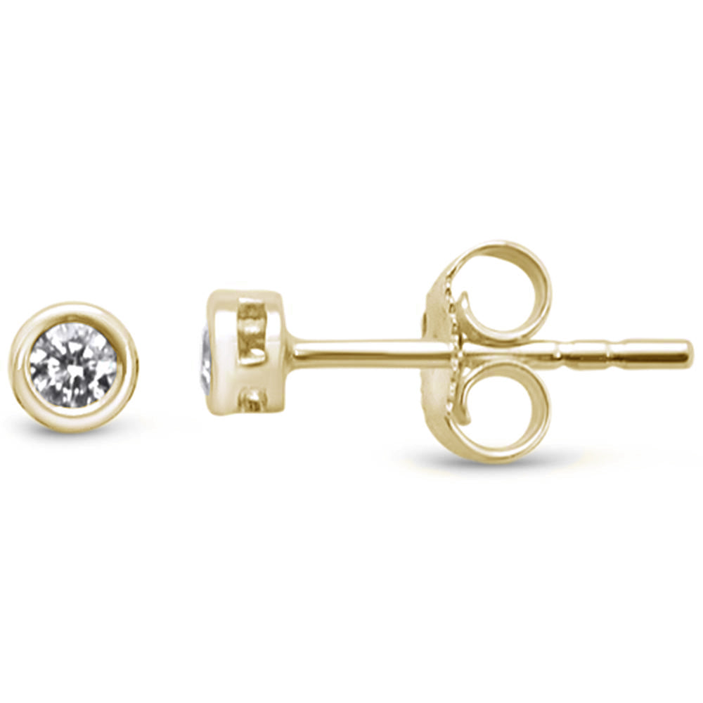 Muse Jewelry .09ct F SI 14K Yellow Gold Round Bezel Set Diamond Stud Earrings