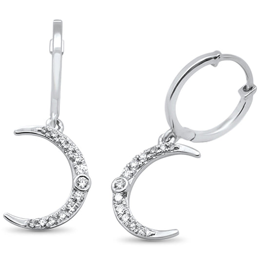 Muse Jewelry .31ct 14kt White Gold Trendy Crescent Moon Diamond Drop Dangle Earrings