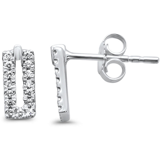 Muse Jewelry .13ct 14kt White Gold Modern Trendy Rectangle Shape Diamond Stud Earrings