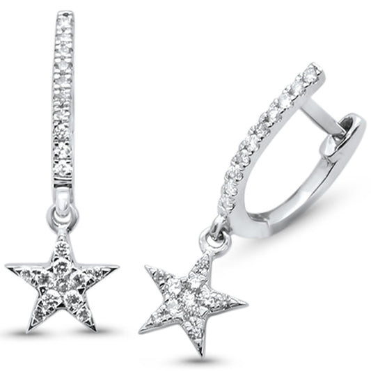Muse Jewelry .30ct 14kt White Gold Star Drop Dangle Diamond Earrings