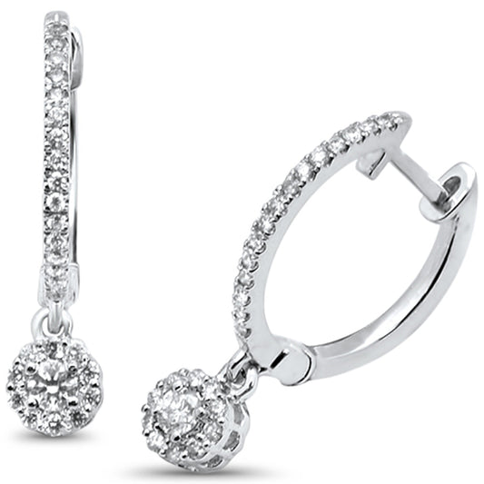 Muse Jewelry .34ct 14kt White Gold Hoop Drop Dangle Stud Diamond Earrings