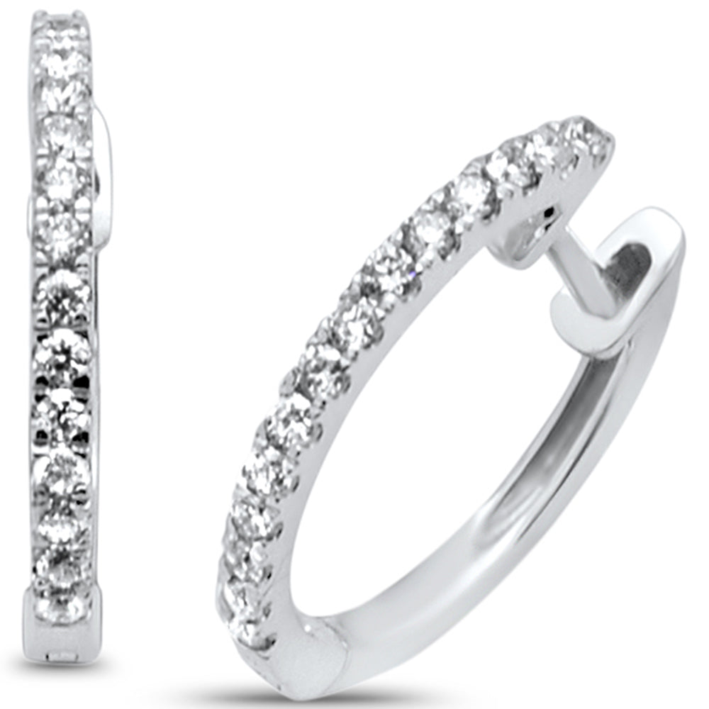 Muse Jewelry .22ct 14kt White Gold Diamond Hoop Huggie Earrings