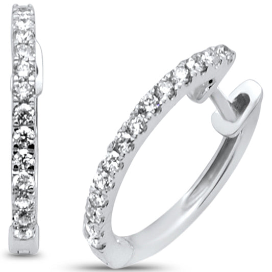 Muse Jewelry .21ct 10kt White Gold Diamond Hoop Huggie Earring