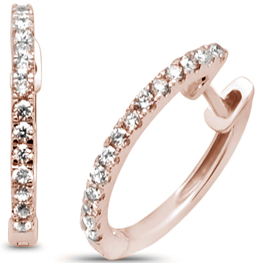 Muse Jewelry .22ct 14K Rose Gold Hoop Huggie Diamond Earrings