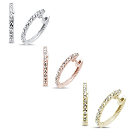 Muse Jewelry .22ct 14kt Gold Diamond Hoop Huggie Earrings