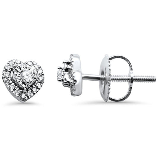 Muse Jewelry .12ct 14k White Gold Heart Shaped Diamond Stud Earrings