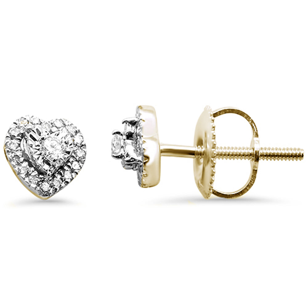 Muse Jewelry .12ct 14k Yellow Gold Heart Shaped Diamond Stud Earrings