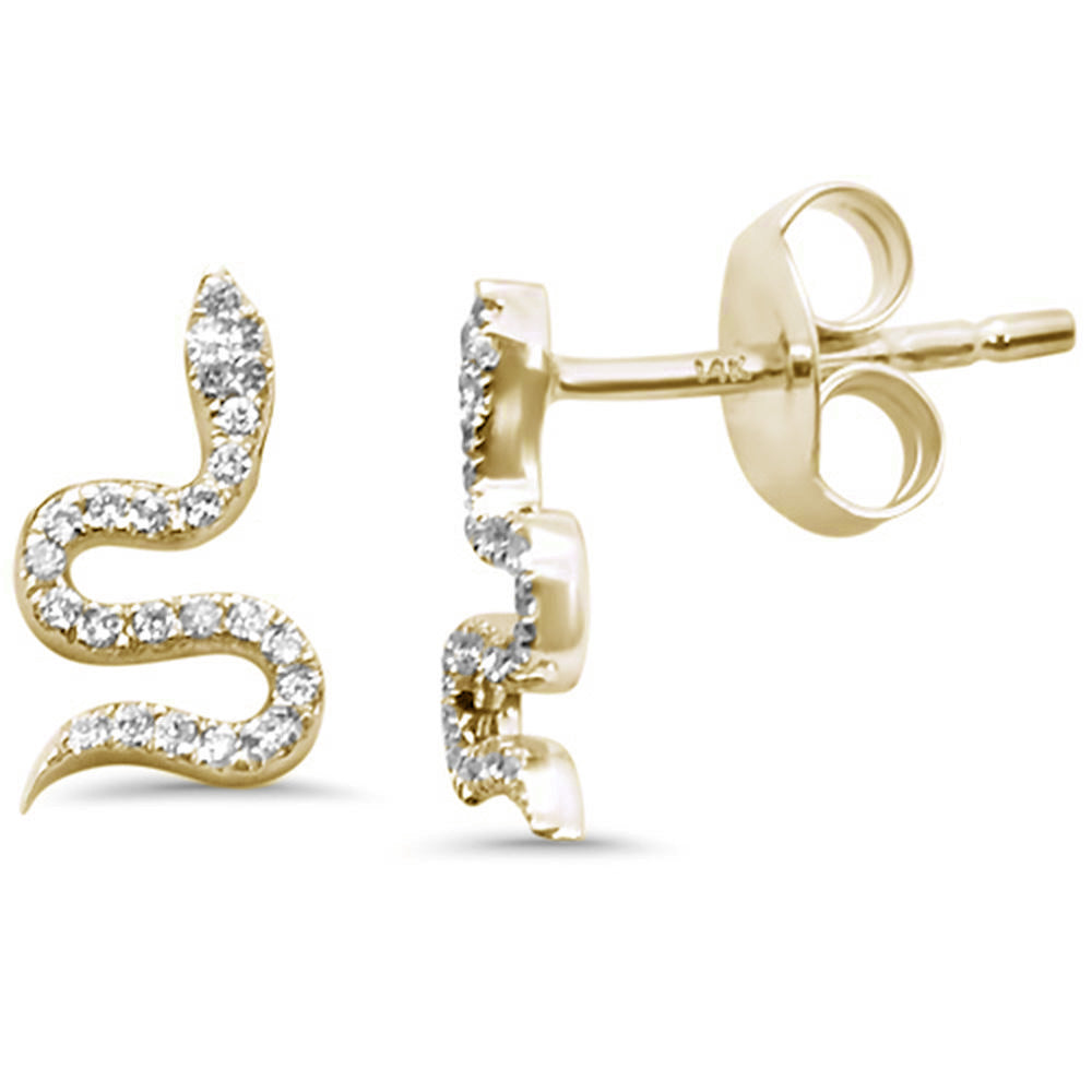 Muse Jewelry .10ct G SI 14K Yellow Gold Diamond Snake Earrings