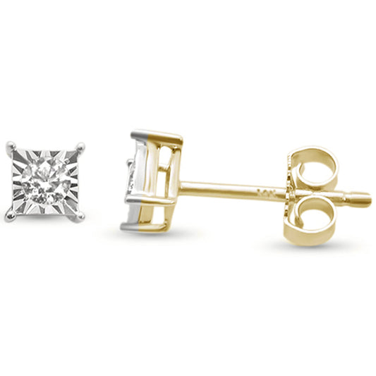 Muse Jewelry .16ct 14k Yellow Gold Square Shape Diamond Stud Earrings