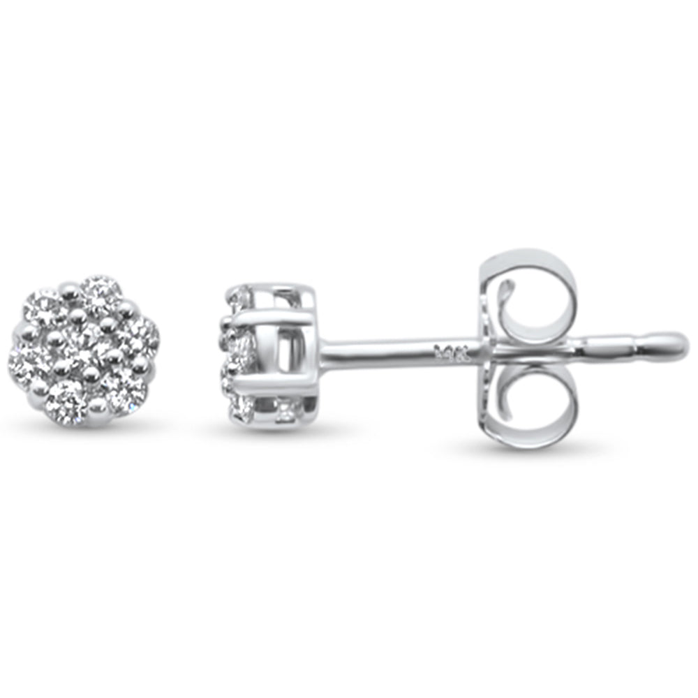 Muse Jewelry .14ct F SI 14k White Gold Diamond Cluster Flower Stud Earrings