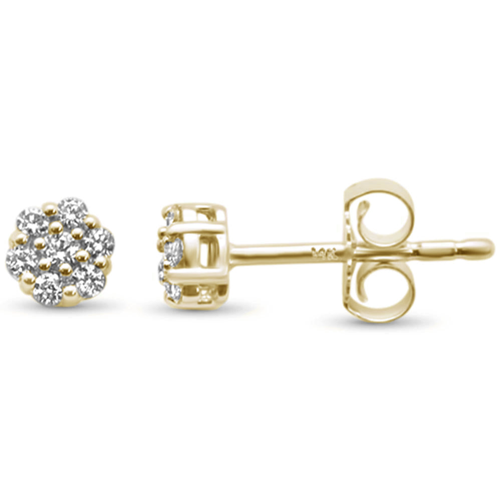 Muse Jewelry .15ct F SI 14K Yellow Gold Round Flower Diamond Stud Earrings