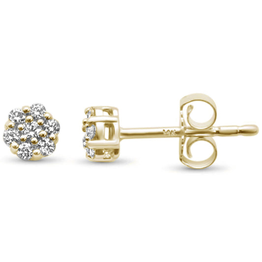 Muse Jewelry .33ct G S1 14K Yellow Gold Round Flower Diamond Stud Earrings