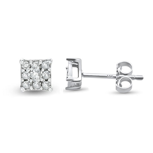 Muse Jewelry .20ct 14k White Gold Square Shape Diamond Stud Earrings