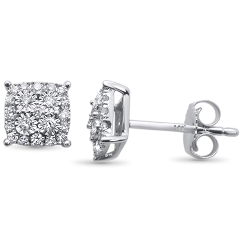 Muse Jewelry .25ct 14k White Gold Diamond Square Shape Stud Earrings