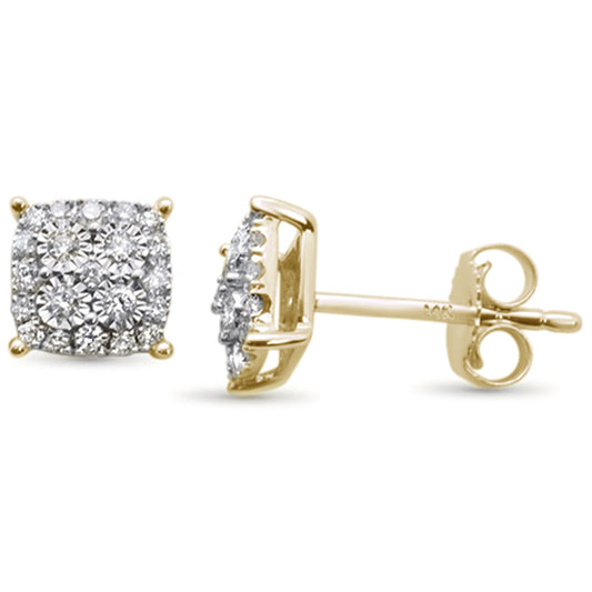 Muse Jewelry .25ct 14k Yellow Gold Diamond Square Shape Stud Earrings