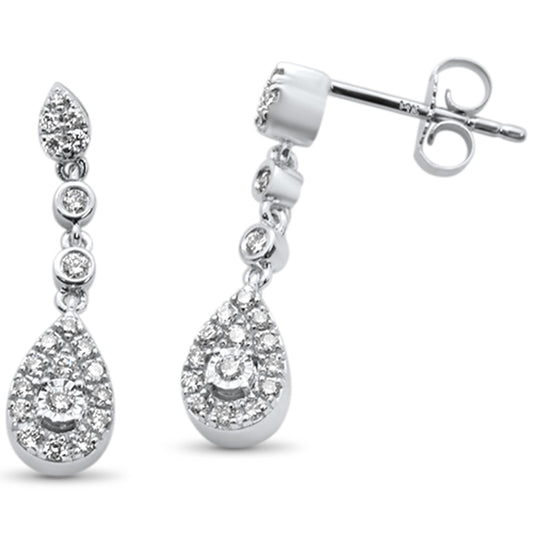 Muse Jewelry .32ct 14k White Gold Pear Shape Diamond Drop Dangle Earrings