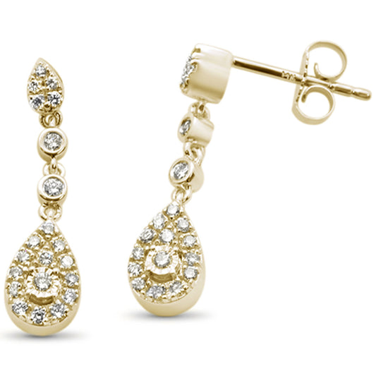 Muse Jewelry .32ct 14k Yellow Gold Pear Shape Diamond Drop Dangle Earrings