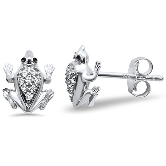 Muse Jewelry .08ct 14k White Gold Diamond Frog Stud Earrings