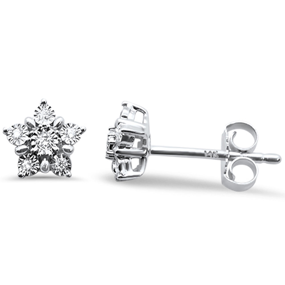 Muse Jewelry .08ct 14k White Gold Star Shape Diamond Stud Earrings