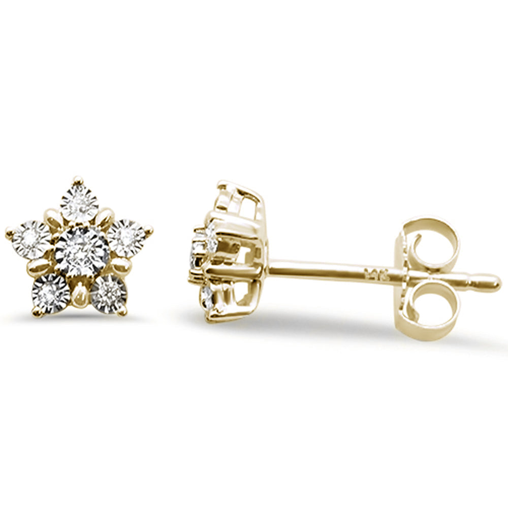 Muse Jewelry .08ct 14k Yellow Gold Star Shape Diamond Stud Earrings