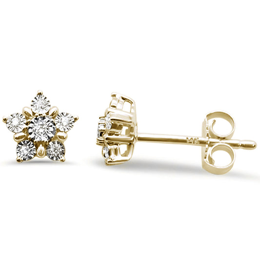 Muse Jewelry .08ct 14k Yellow Gold Star Shape Diamond Stud Earrings