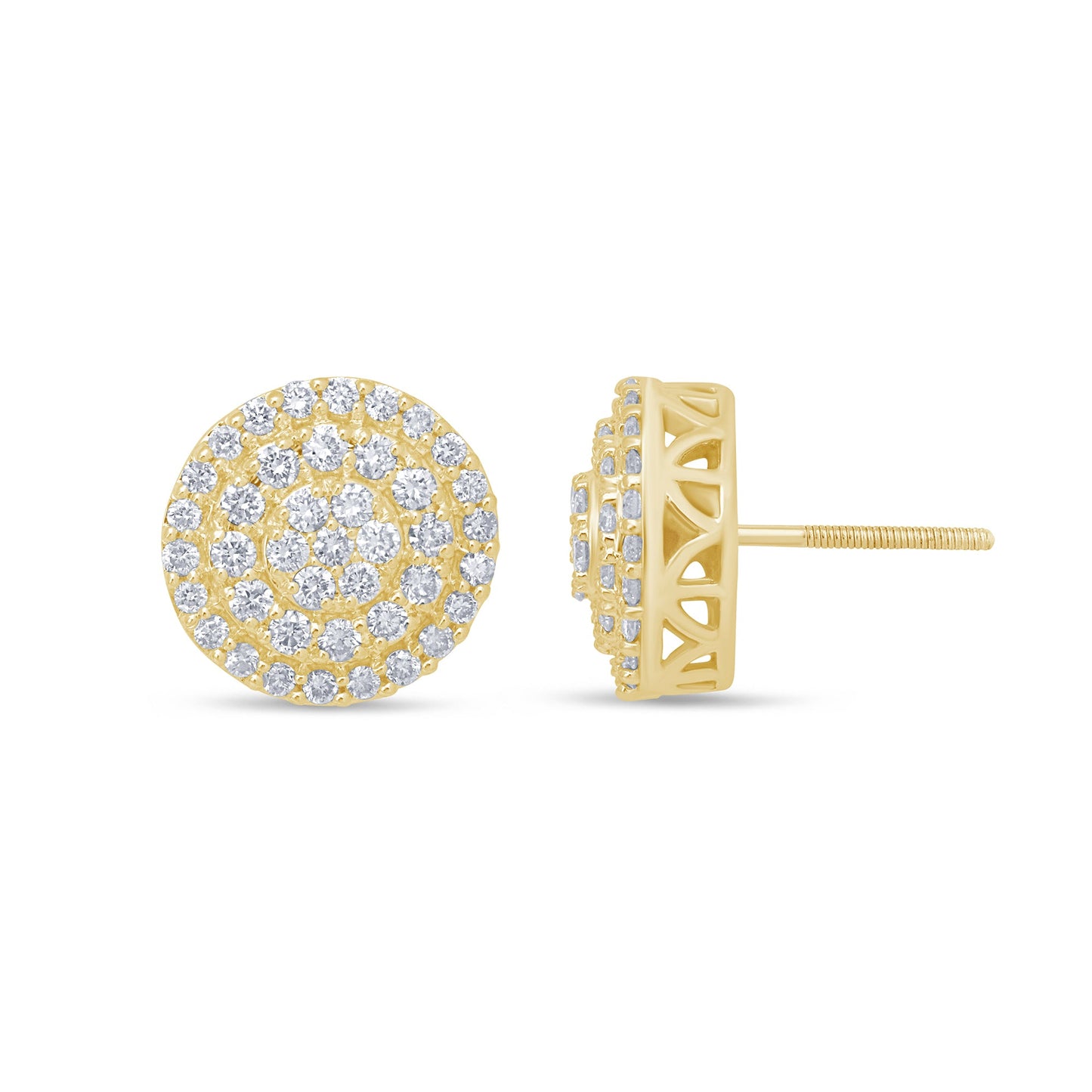 Muse Jewelry .98ct 10k Yellow Gold Round Cluster Diamond Stud Earrings