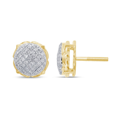 Muse Jewelry .80ct 10k Yellow Gold Invisible Cluster Diamond Earrings