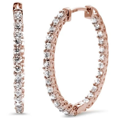 Muse Jewelry 1.00ct 14k White, Rose & Yellow Gold Diamond Hoop Huggie Earrings