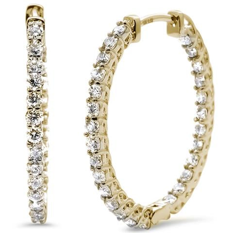 Muse Jewelry 1.00ct 10k White, Rose & Yellow Gold Diamond Hoop Huggie Earrings