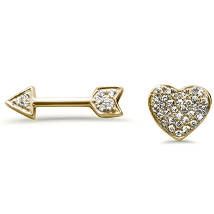 Muse Jewelry .07CT 14k Gold Heart & Arrow Stud Diamond Earrings